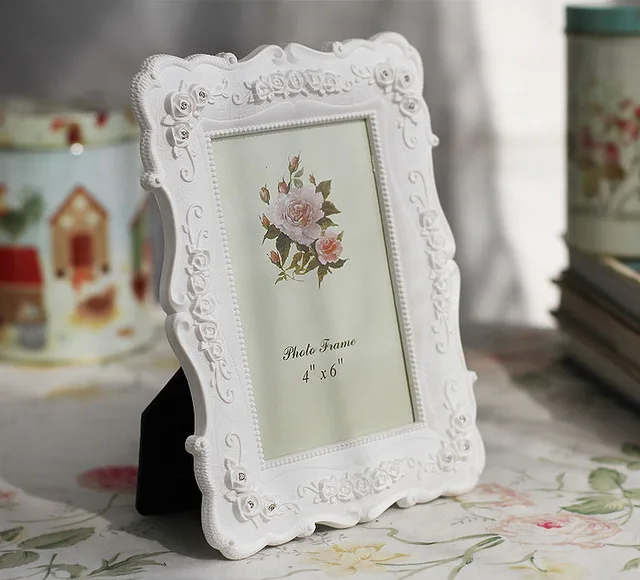 Desktop 6 7 8 10 Wedding Rustic White Home Picture Rose Carving Photo Frame H260306