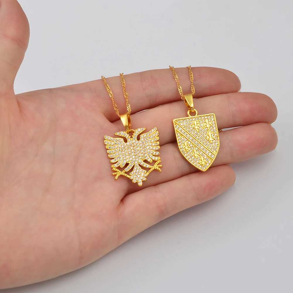 Anniyo Croatia Albania Serbia Bosnians Bosnia Pendant Necklaces Jewelry With Cubic Zirconia # 251106 W250710