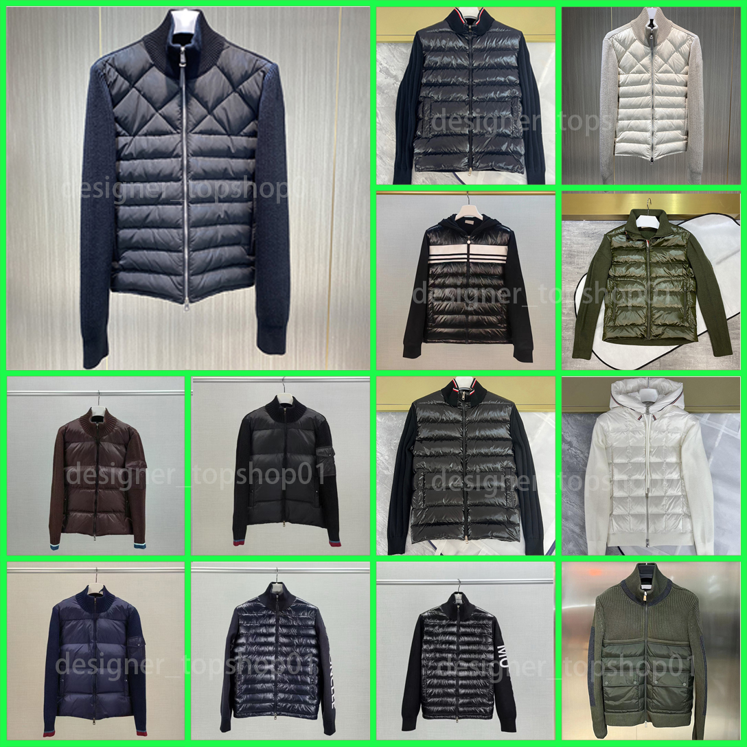 mens vest puffer jacket Down Men's Parkas Embroidered Badge Stand Collar Knitted Splice Sweater Down puff Jacket Sweater Casual puffer Coat Sweater asian size m-3xl
