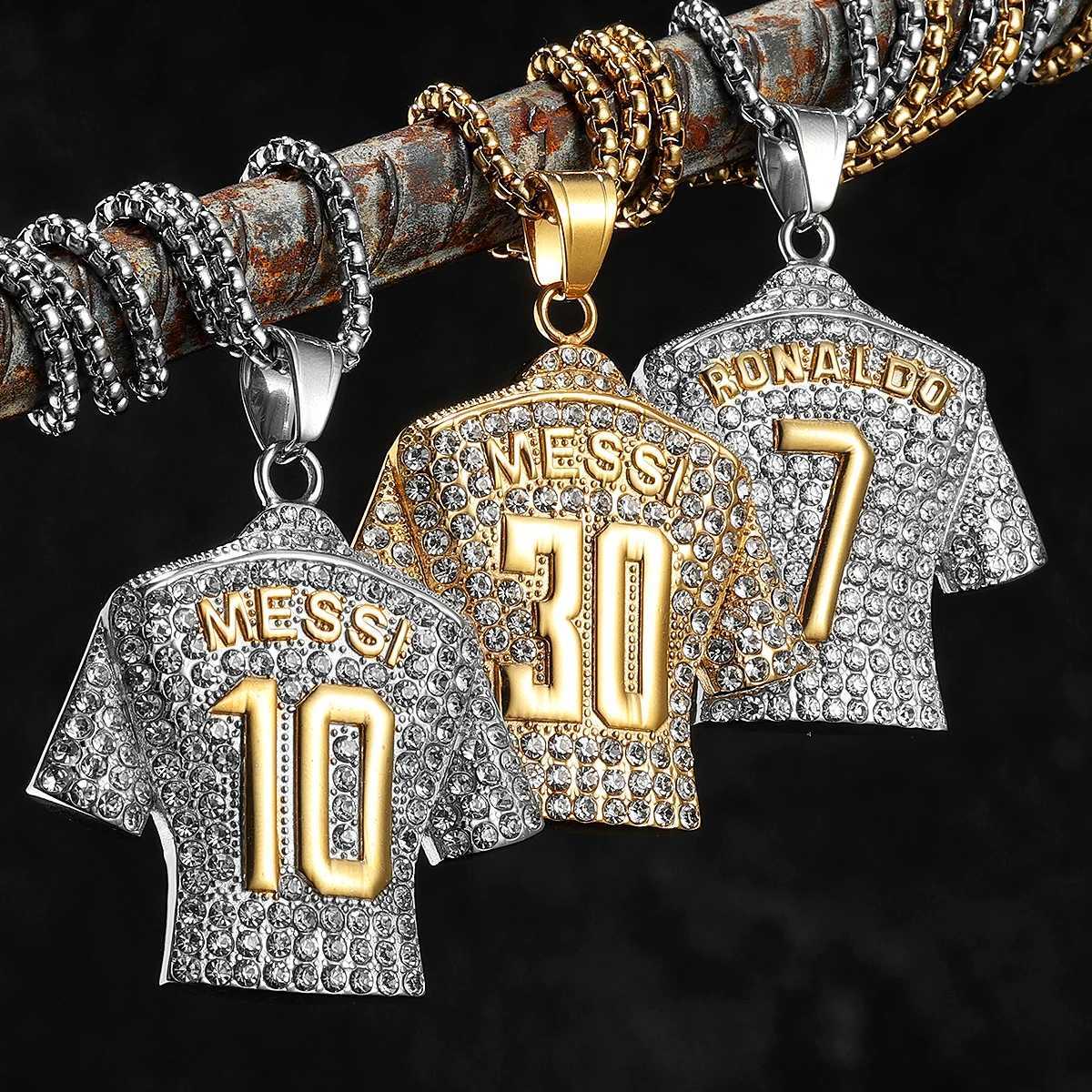 Football Jersey Messi Cristiano Ronaldo Neymar Mbapp Harland Men Necklaces Stainless Steel Pendant Chain Fashion Jewelry Gifts W250710