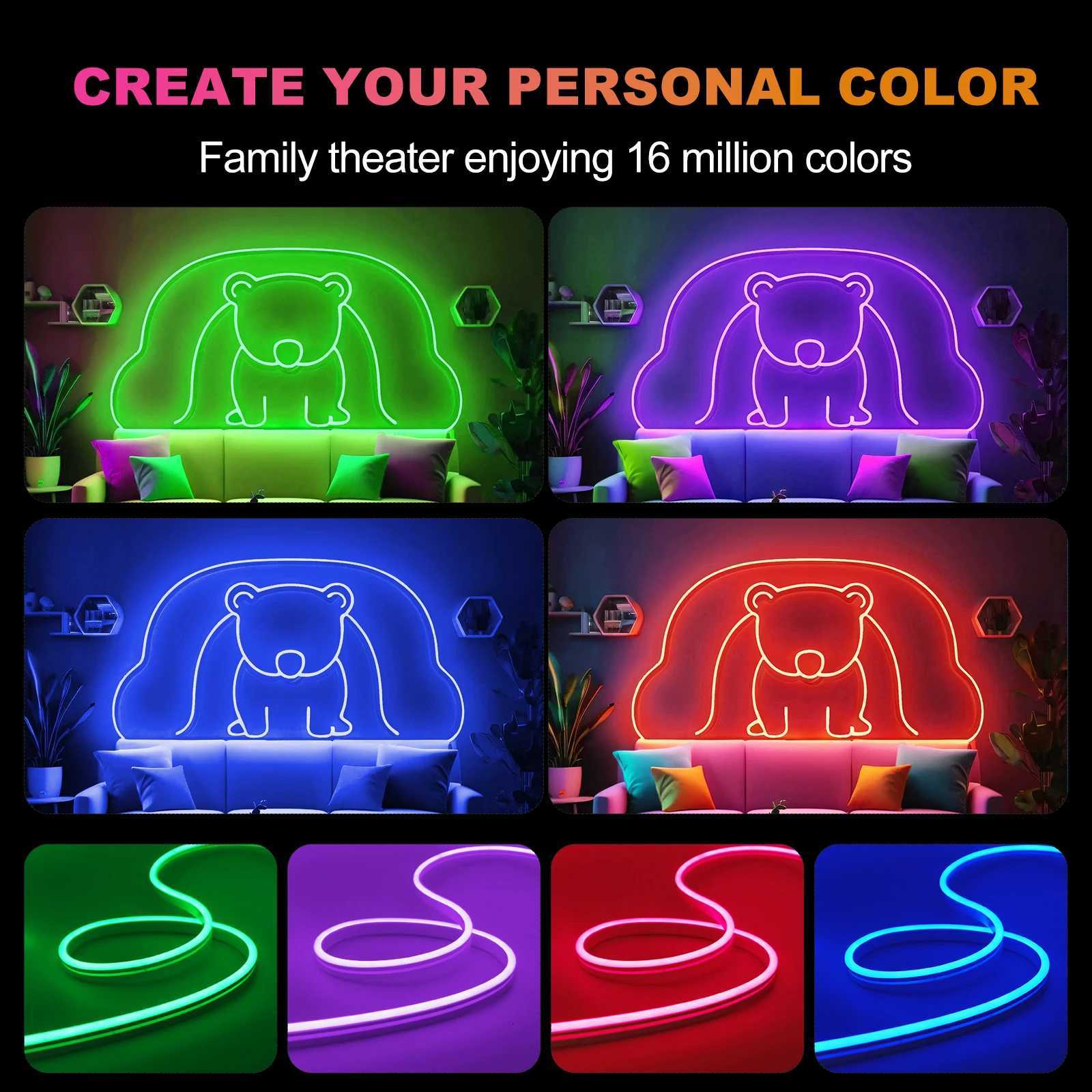 5V USB RGB LED Neon Strip Lights With Remote Control 1M 2M 3M 5M Flexible Silicone Ribbon Adhesive Tape For Outdoor Home Decor XJ250710