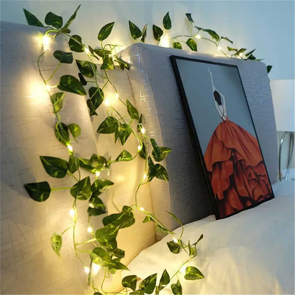 Battery Artificial Leaf Willow Vines LED Lights String Garland Flower Christmas Fairy Lights for Home Garden Wedding Party DecorXJ250710