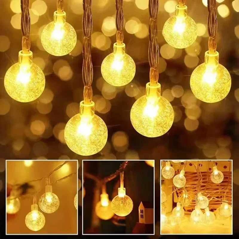Crystal Ball String Lights USB/Battery Power Romantic Bubble Ball Light String for Indoor Garden Party Christmas Festival Decoration XJ250710