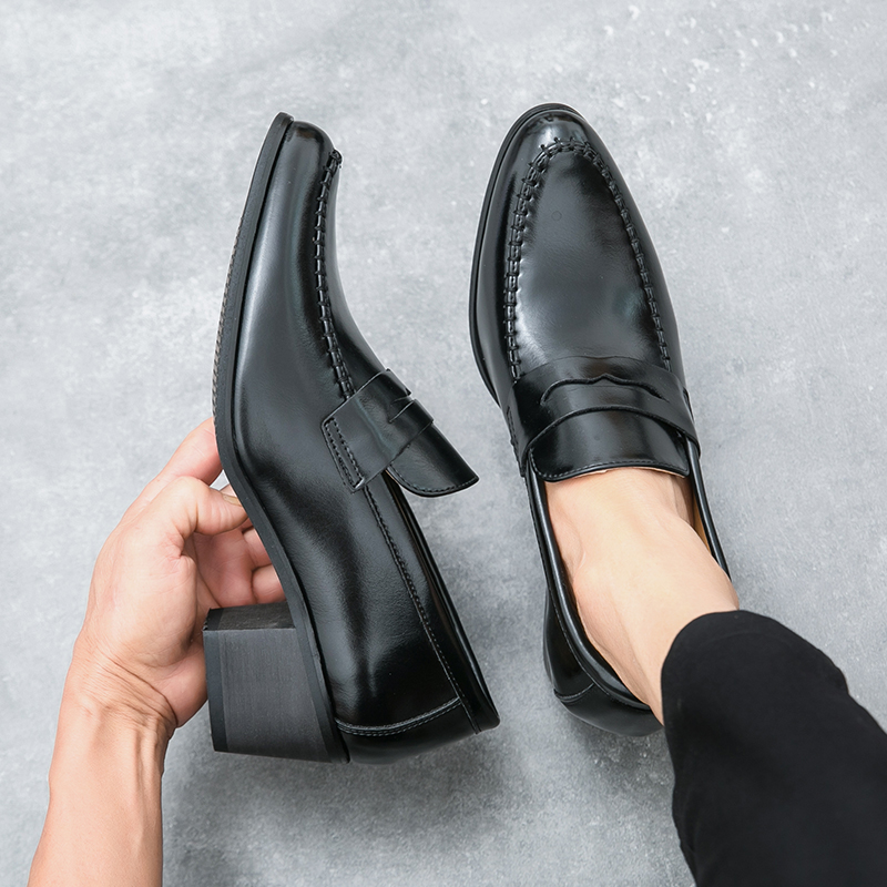 505- New retro exterior height increasing Cuban business casual shoes, European and American pointed leather shoes, one foot formal men's shoes