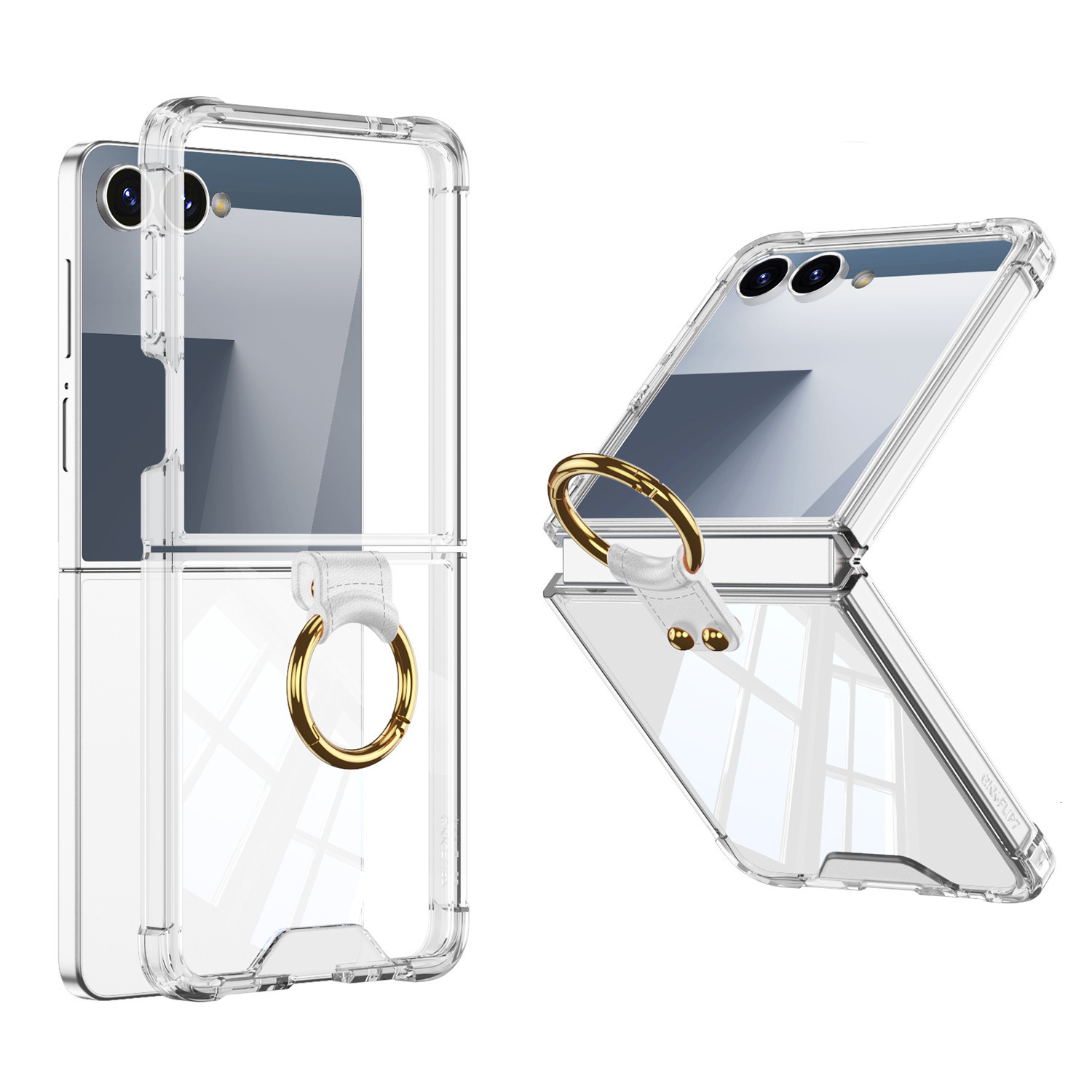 gkk Compatible with Z Flip 7 Case Transparent Airbag Ring Integrated Simple Trendy Foldable Full Coverage 250711