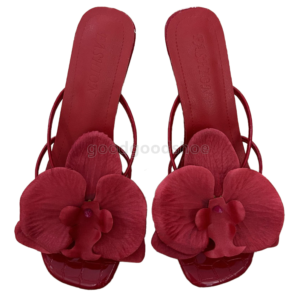 luxury designer sandals women high heels sandal flower shoes pink red green elegant leather sandale daily wear heel travel beach luxury sandals