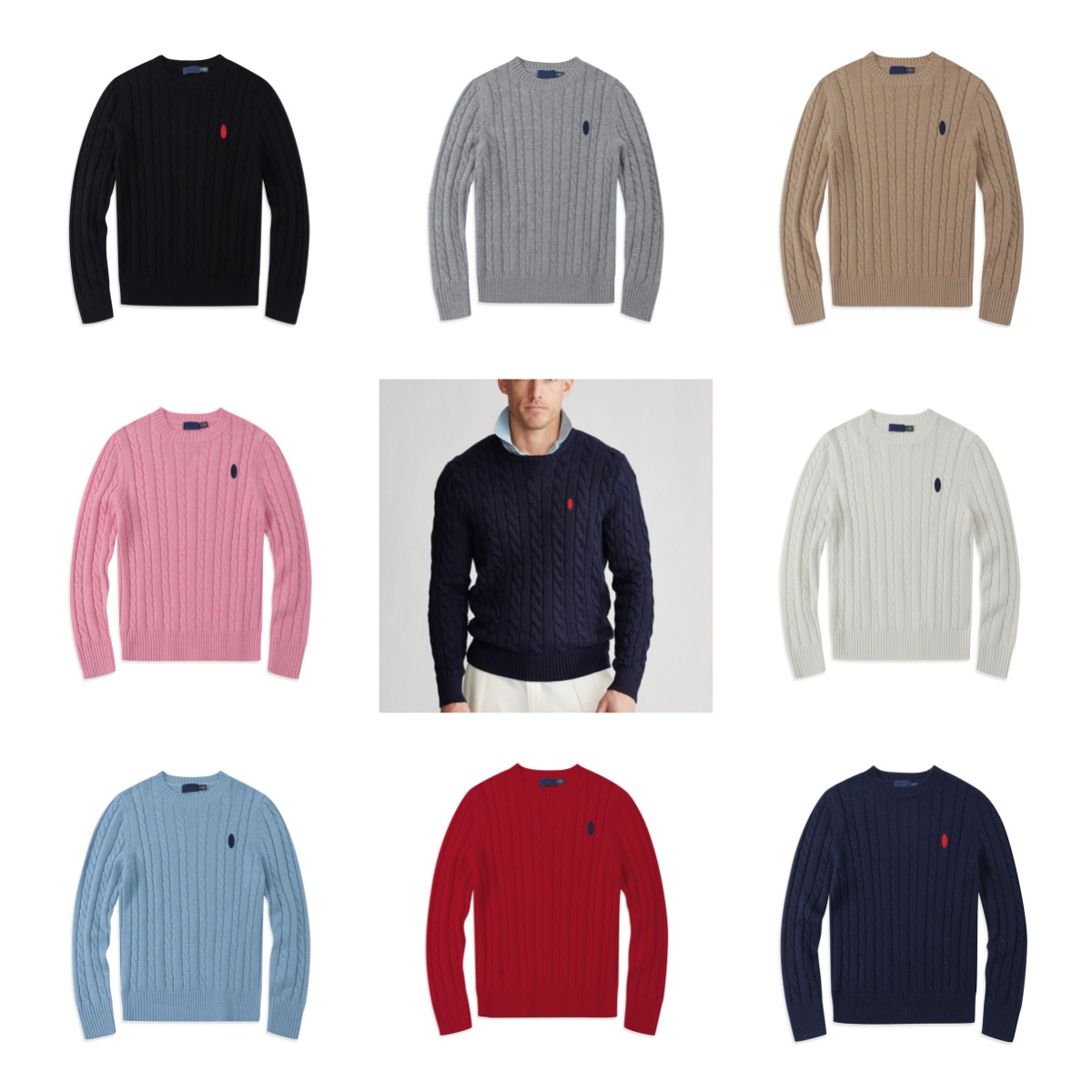 Designer Men's Polo Round Neck Sweater for Autumn/Winter Young Mens Business Leisure Slim Pullover Twist Blend Cotton Top