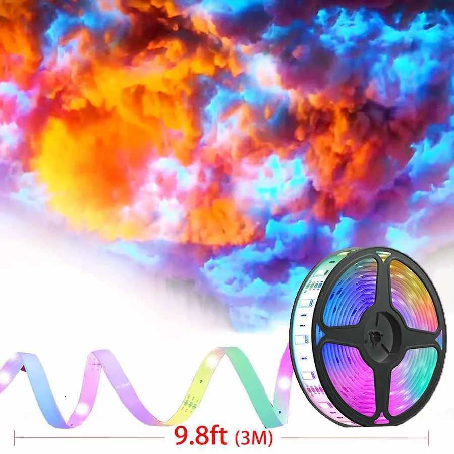 3D LED Lightning Cloud Light Strip 9.8FT USB Plug Remote Control Dimmable Colorful Atmosphere Bedroom Decoration Night LightXJ250710