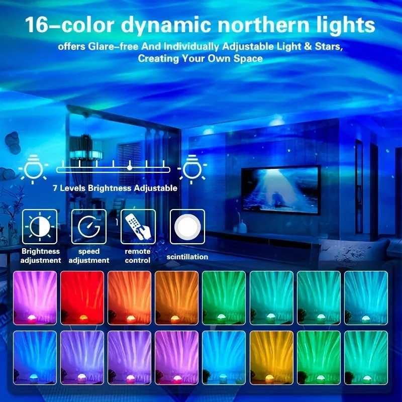 Northern Aurora/Water Ripple Projector Lamp LED Night Light with Remote Control Party Decor Light Projector Atmosphere Light XJ250710