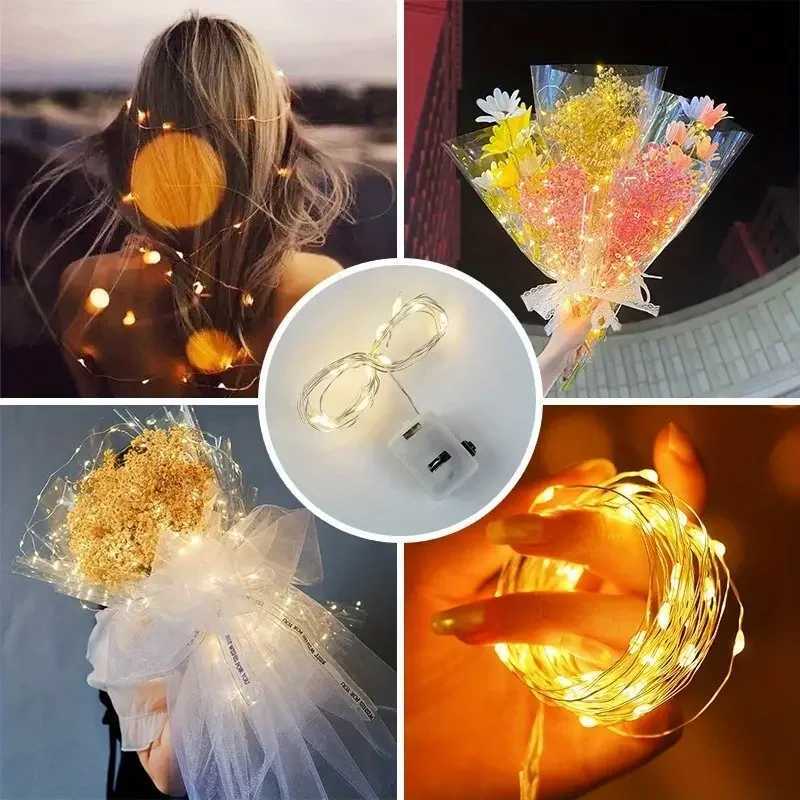 10pcs LED Fairy Light Battery Powered String Lights Waterproof Silver Wire Moon Light For DIY Wedding Party Bedroom Cake Decoration XJ250710