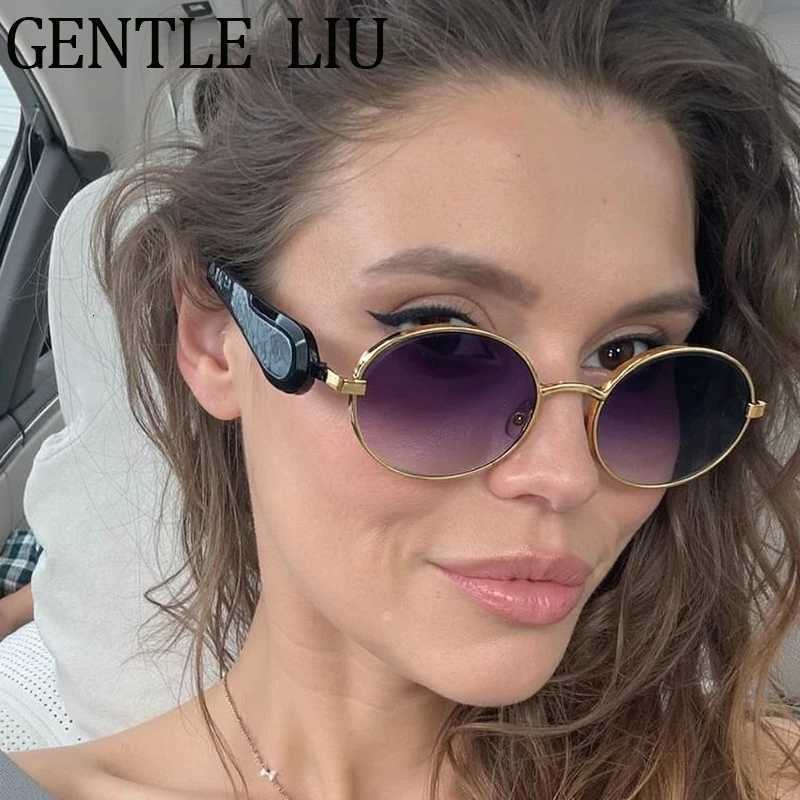 Vintage Small Oval Fe Punk Sunes Wen 2025 Luxury Brand Steampunk Sun es for Ladies Driving Outdoor Eyewear S W250709
