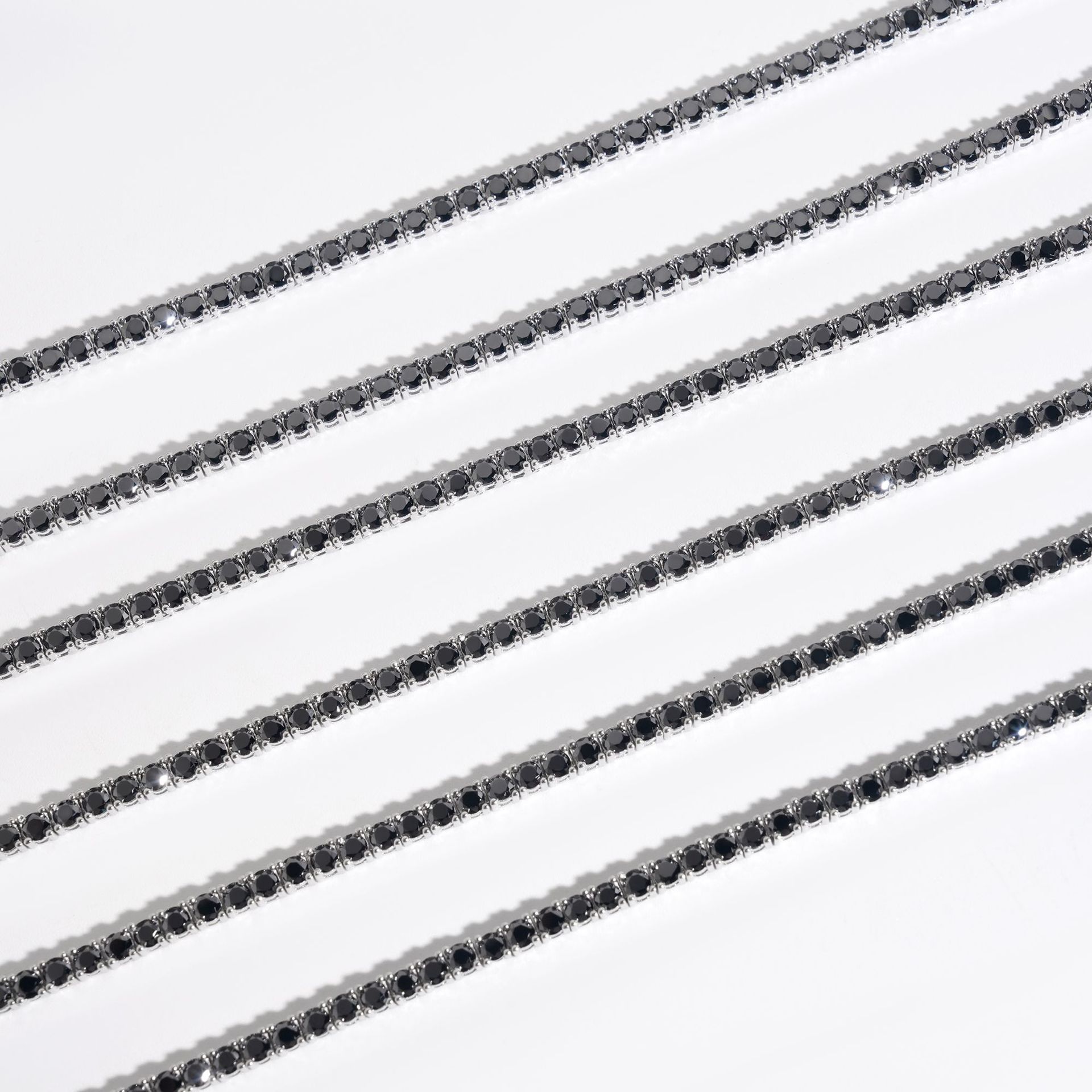Hot Sale 4mm Black Moissanite Diamond Tennis Necklace VVS 925 Silver Hip Hop Iced Out Tennis Chain