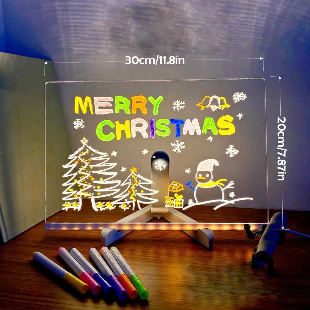 7 Colors DIY Acrylic Board With Night Light LED Pen Note Board for Kids LED Writing Board LED Drawing Board XJ250710