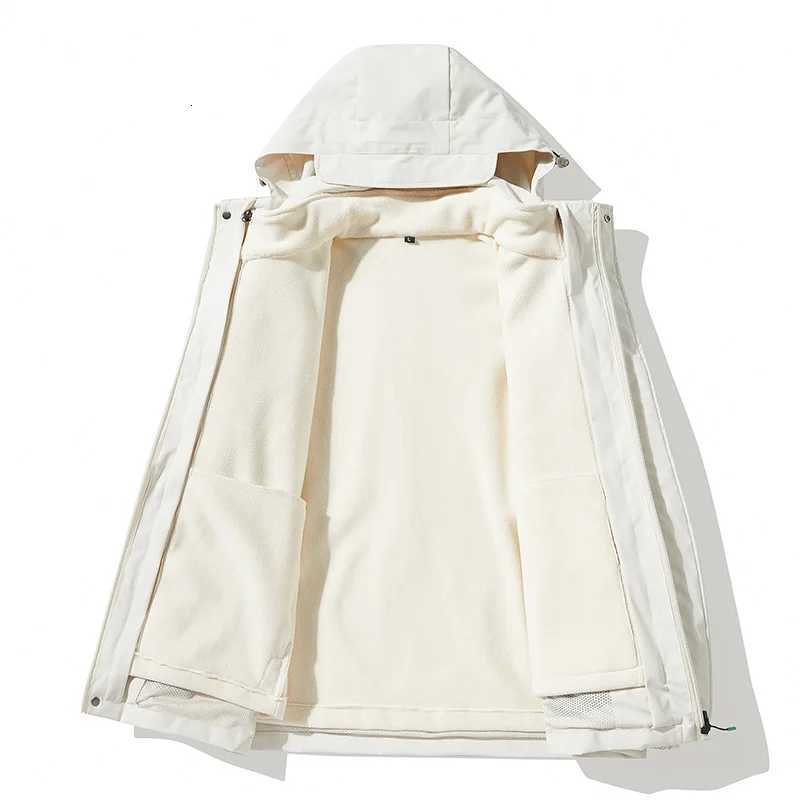 3-in- Thickened Mountaineering Jacket Men Waterproof Windproof Winter Fleece Coat Windbreaker Outdoor Warm Camping Women Jacket W250711