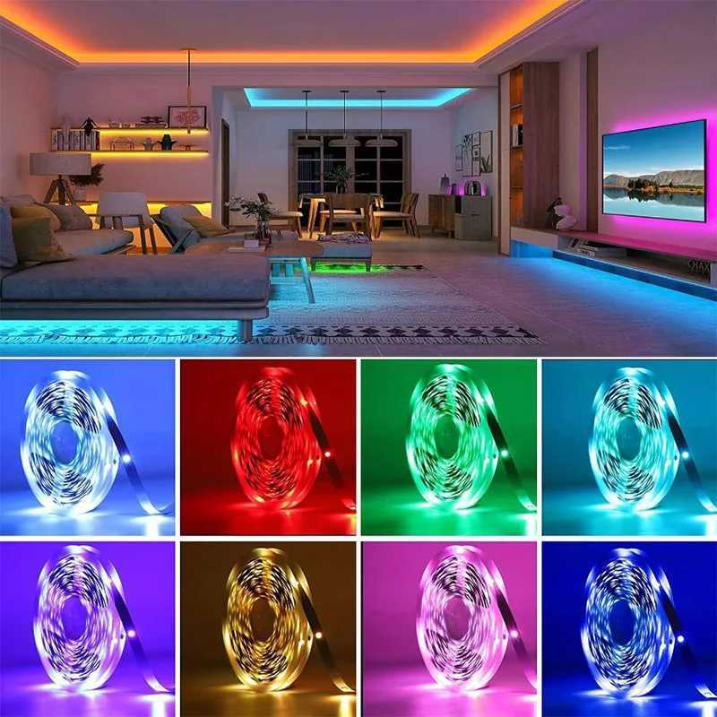 RGB LED Strip Lights 5m 10m 20m 30m LED Room Light with APP Control Flexible Ribbon LED Tape for Room Bedroom Decoration XJ250710