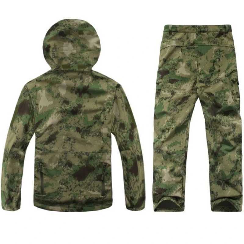 TAD Gear Tactical Softshell Camouflage Jacket Set Men Camping Windbreaker Waterproof Hiking Clothes Set Fleece Outdoor Jacket W250711