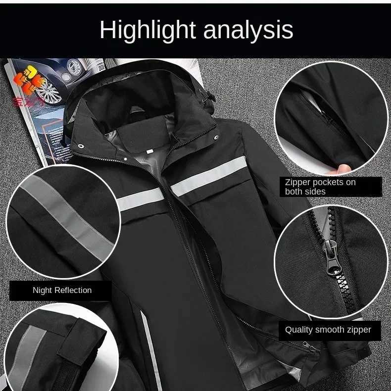 New Mens Jacket Patchwork Fashion Reflective Striped Hooded Coat Outdoor Mens Clothing Sports Zipper W250711