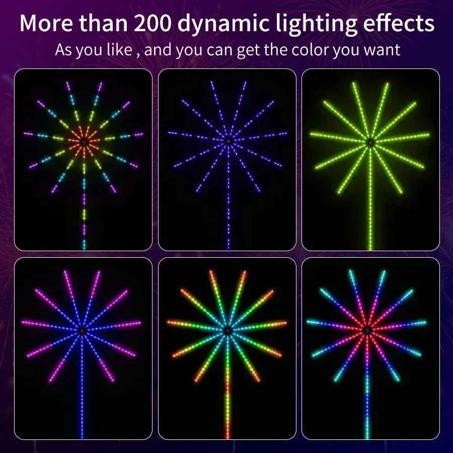 LED Firework Strip Lights RGB Bluetooth APP Control Neon Strip USB 5V Smart Atmosphere Light Sync Music Room Decor LightXJ250710