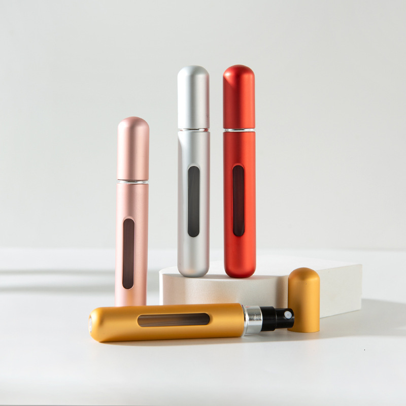 8ML Spray Aluminum Bottom Press Direct Fill Perfume Refill Bottle 16 Colors