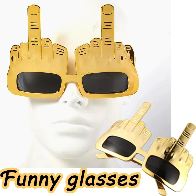 Creative Vertical Middle Finger Glasses Decorative Props Funny Sunglasses Dance Party Props Performances Selfies Glasses 250709