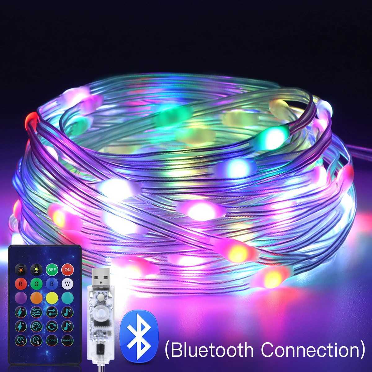 2812B Bluetooth LED String Fairy Lights Dreamcolor RGBIC DIY Party Festival Tree Lights Wedding Decoration Garland USB Lamp XJ250710
