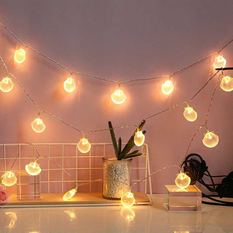 LED Seashells Light Garland Battery-operated Garland Christmas Ornament Wedding Party Christmas Tree New Years Decoration Fairy Light XJ250710