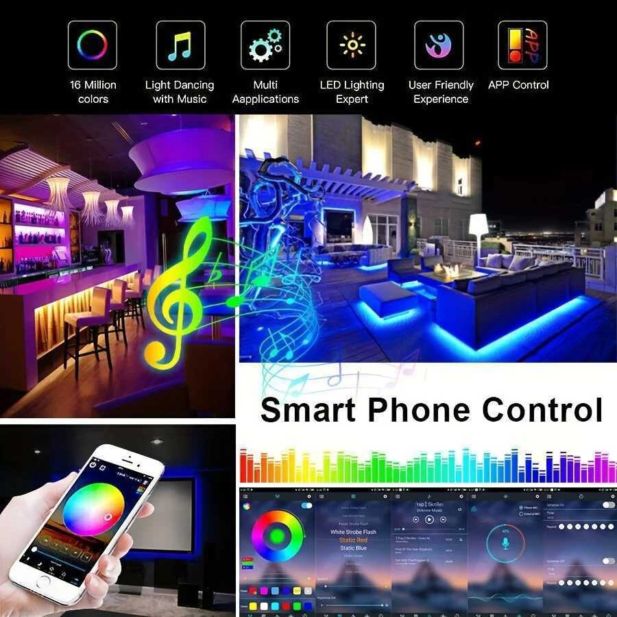 5V 5050 USB RGB LED Strip Light for Room TV Smart Bluetooth Backlight LED Tape 5M 15Meters Ice String LED Wall Room Decor XJ250710