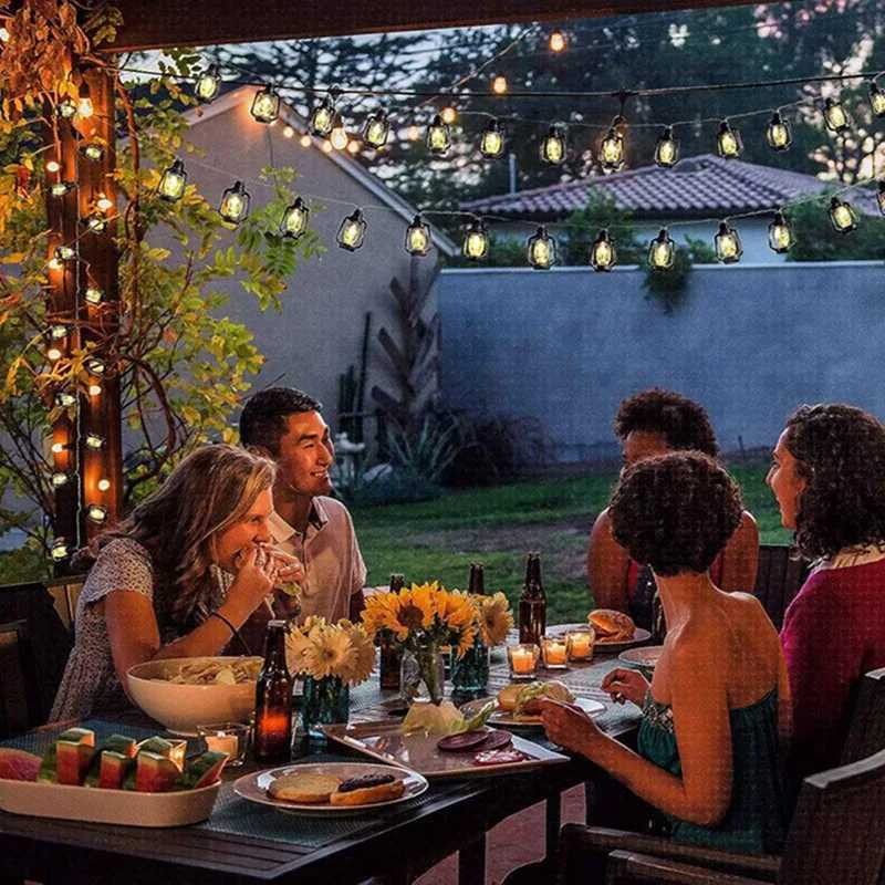 10/20/30/40 LED Lantern String Lights Mini Kerosene Lamp for Outdoor Patio Garden Holiday Wedding Party Christmas Decorations XJ250710