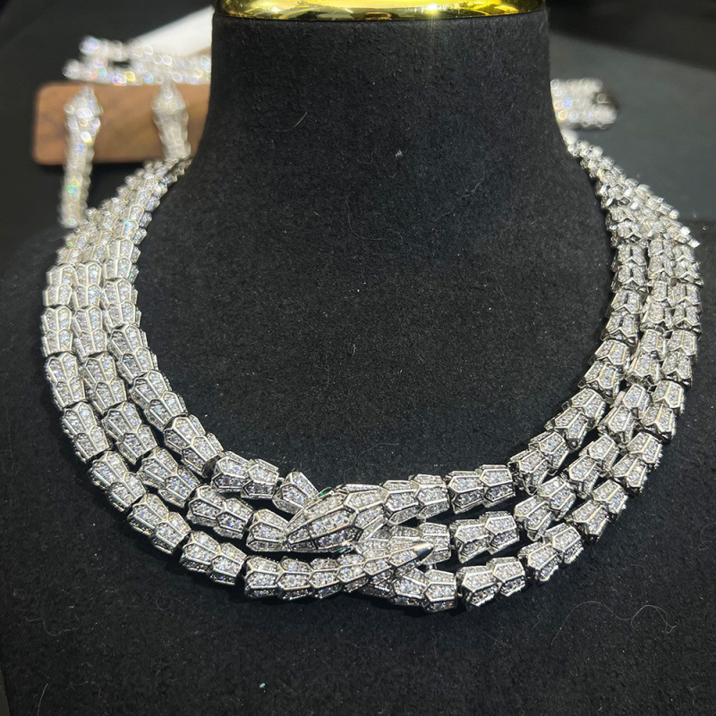 Three-Layer Snake Fine Jewelry Set High-End Snake Necklace Bracelet Earrings 250711