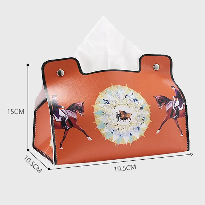 Lanjia Leather Tissue Box European Retro Style Waterproof Napkin Holder Bathroom Car Living Room Coffee Table Universal Storage D Ce D