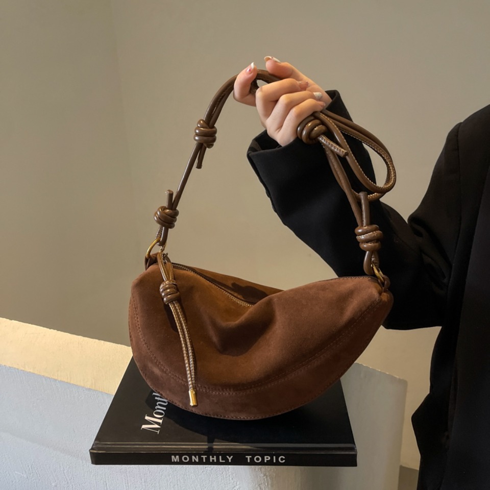 Faux Suede Party Bags for Women Hobo Shoulder Bag Single Crossbody Sac Underarm Dumpling Sweet Kidney Bags 2025 Fashion New
