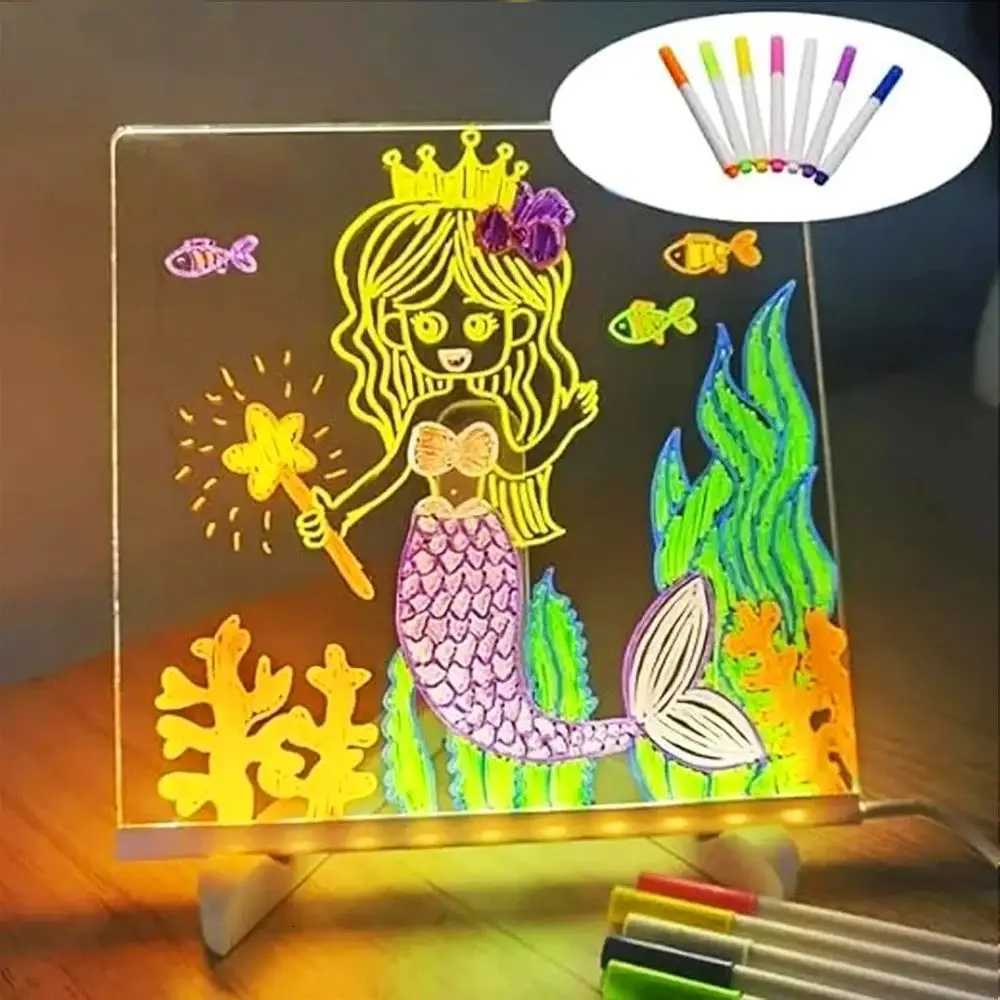 7 Colorful LED Note Board With Night Light DIY Acrylic Message Board Childrens Drawing Board Birthday Gift for Kids XJ250710