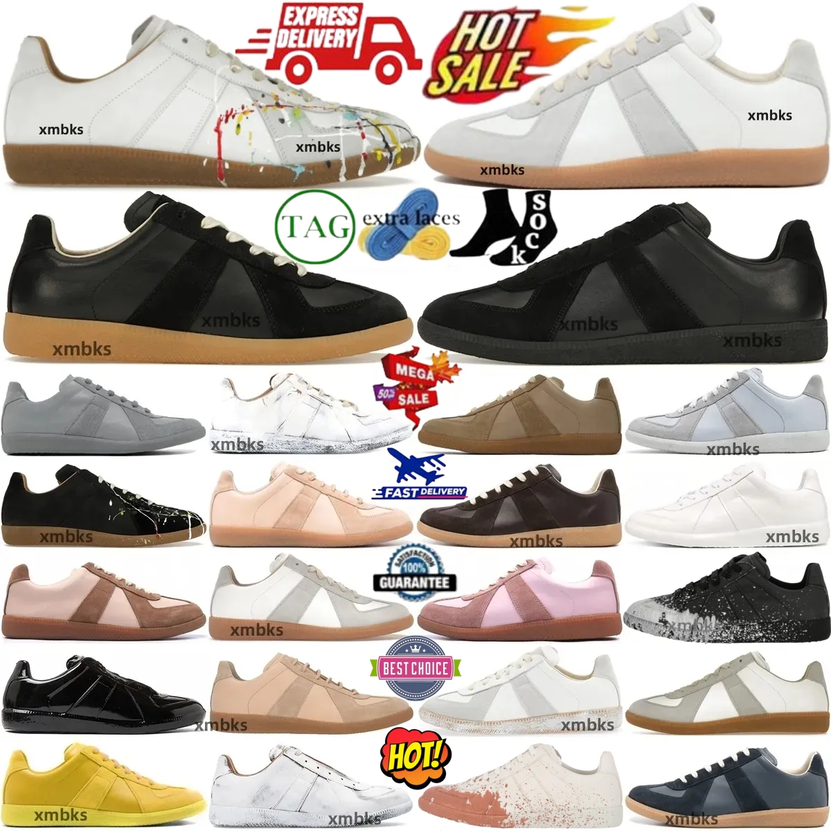 German Army Trainer Gats Low Sneakers MM6 Black White Grey Gum painter Nude Shoes Men Women Casual Shoe Mens Womens