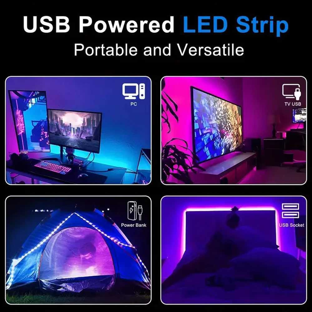 5V USB Strip LED Lights Tape RGB 3535 APP Control Without Remote Flexible Tape Diode Lighting for Room Home Decoration XJ250710