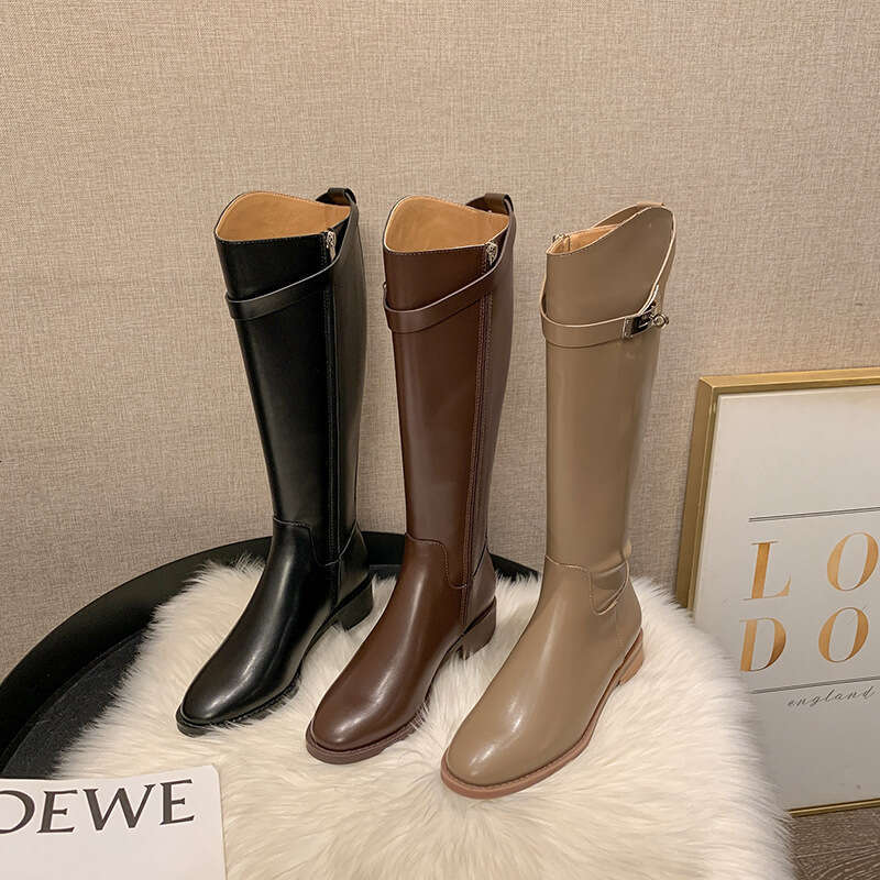 Women's New Style Over-the-Knee High Autumn Winter Straight Chunky Heel Belt Buckle Riding Boots 272-6