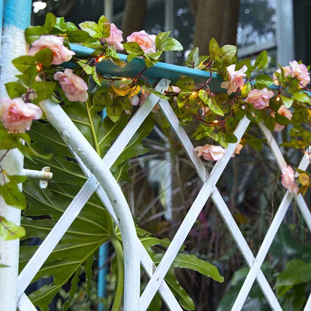 1set Rose Flower LED String Light Artificial Rose Flower Vine String Lights Hanging Garland Fairy Lights Flower String Light XJ250710