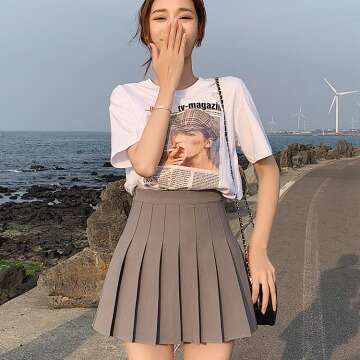 Safety Pants Zipper + Button Pleated JK Uniform Versatile Half Spring Summer Short Skirt Trendy B5