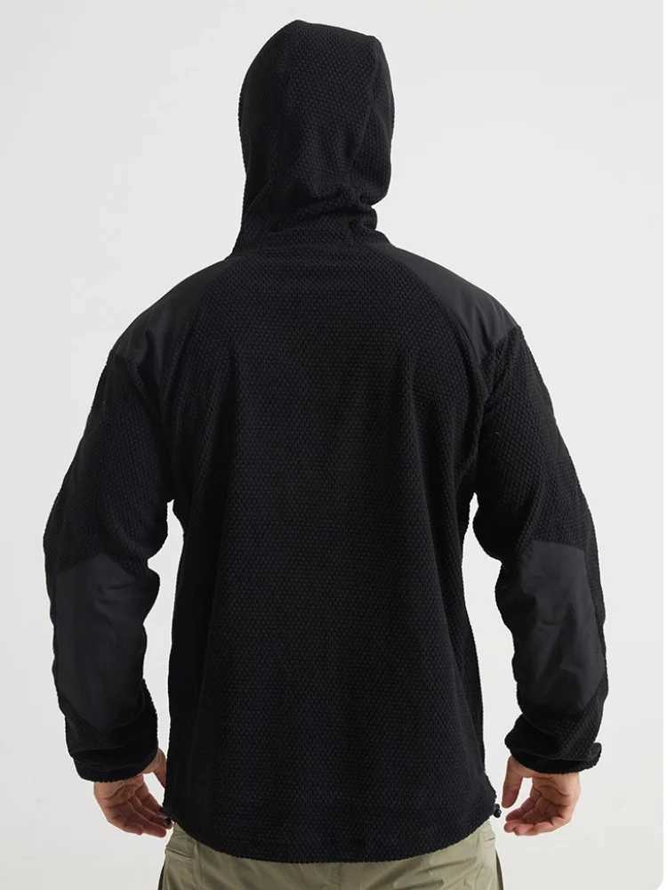 Plaid Fleece Hooded Tactical Jacket Men Autumn Winter Outdoor Warm Cycling Hiking Camping Coat Sweater Male Climbing Clothes W250711