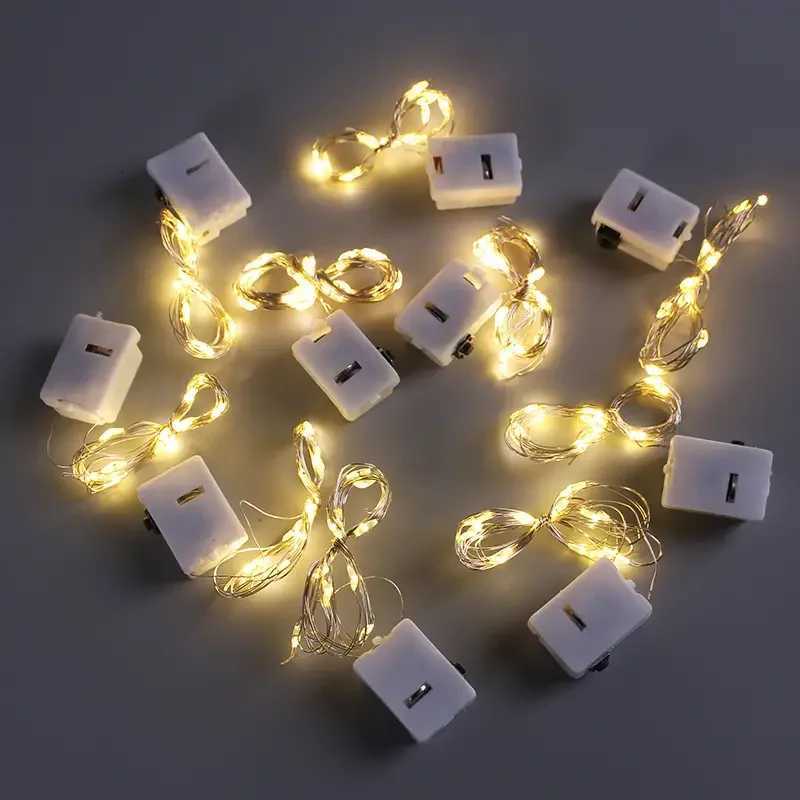 10pcs LED Fairy Light Battery Powered String Lights Waterproof Silver Wire Moon Light For DIY Wedding Party Bedroom Cake Decoration XJ250710