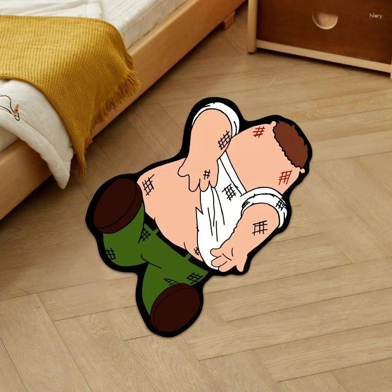 Carpets Cartoon Pattern Rugs For Bedroom Irregular Shapes Living Room Decoration Carpet Washable Bedside Floor Mat Anti-slip Lounge Rug