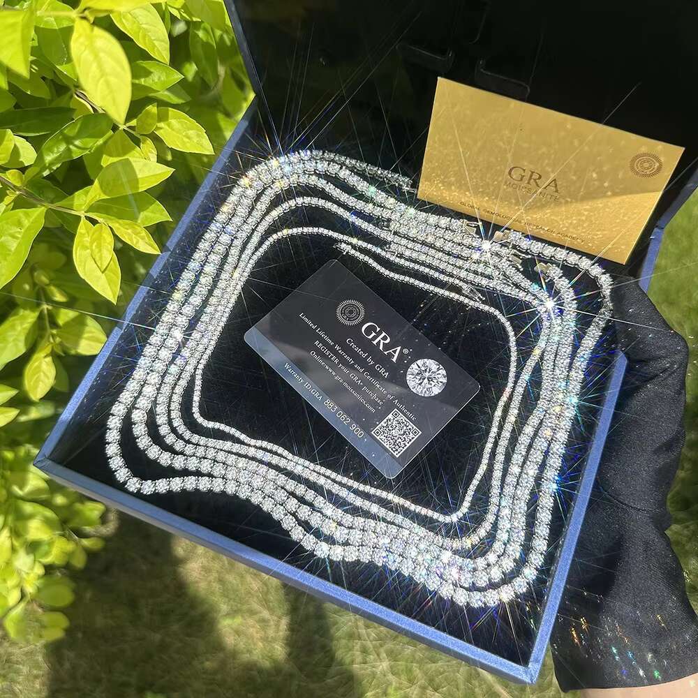Drop Shipping GRA Certified Sterling Silver Moissanite Necklaces 2mm 3mm 4mm 5mm 6.5mm Tennis Chain Bracelet VVS Tennis Bracelet