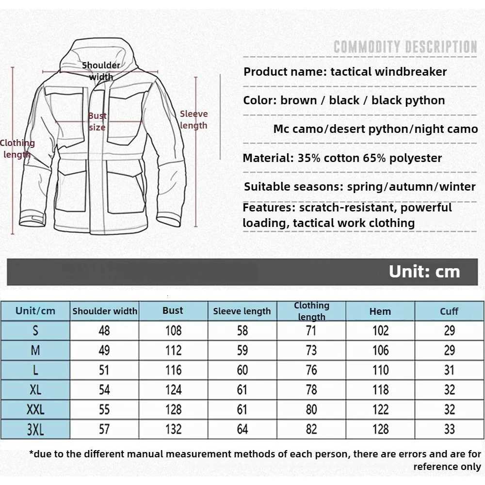 65 Military Tactical Jackets Men Waterproof Windbreaker Jacket Male Hooded Coat Outdoor Fishing/Trekking Hiking Jackets W250711