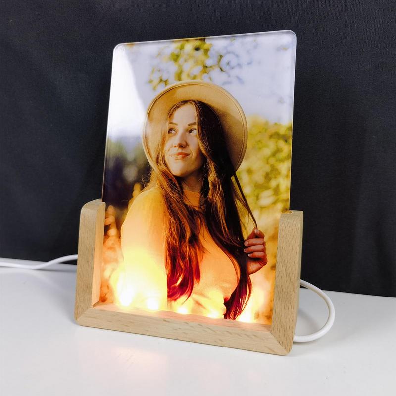 Sublimation Blanks 3D Night LED Light Lamp Base Heat Transfer Acrylic Photo Frame Blank H260306