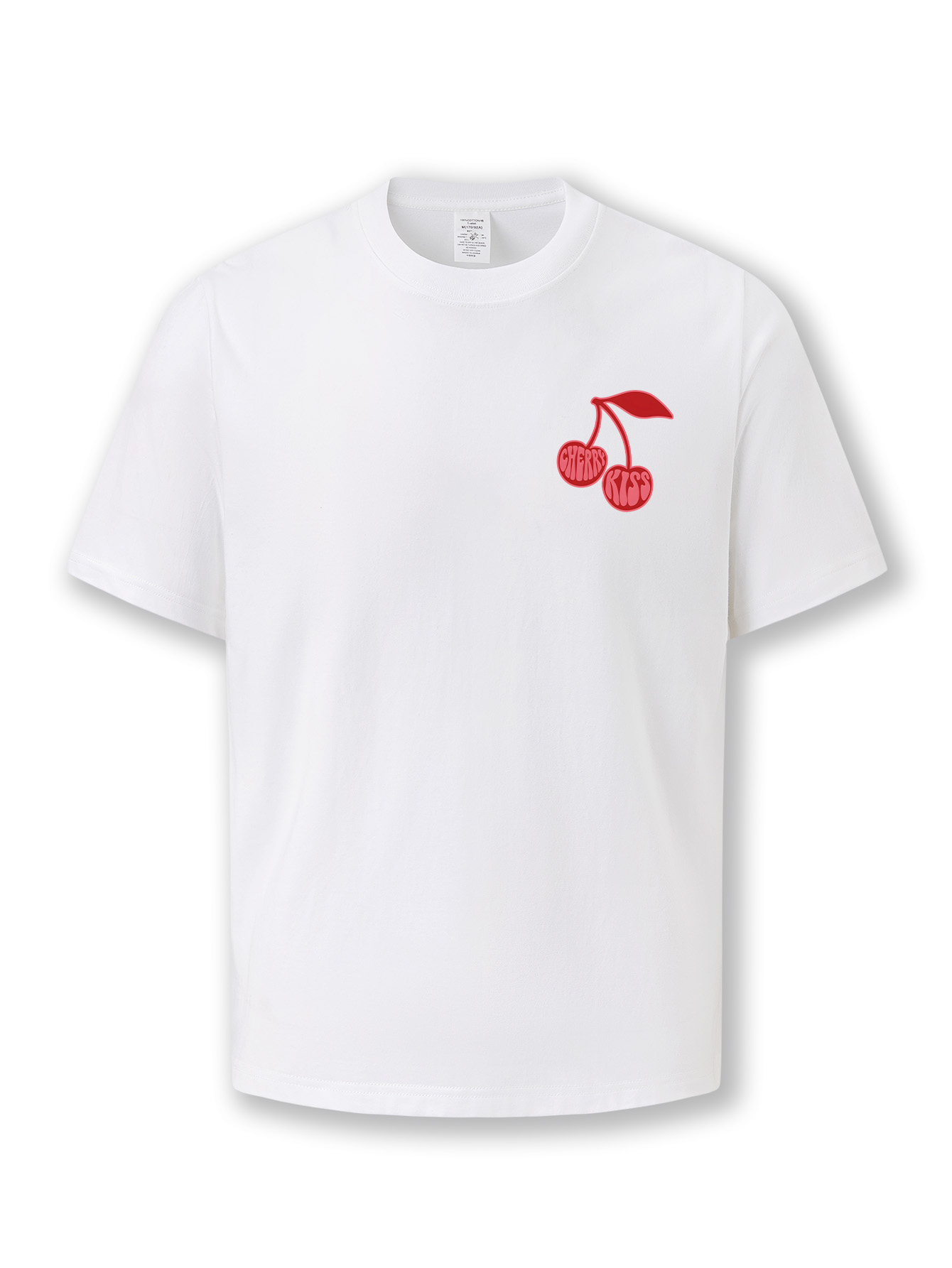Women's summer round-neck shirt 2025 new style loose wild cotton T-shirt Casual fruit cherry print short-sleeved breathable and fashionable soft 