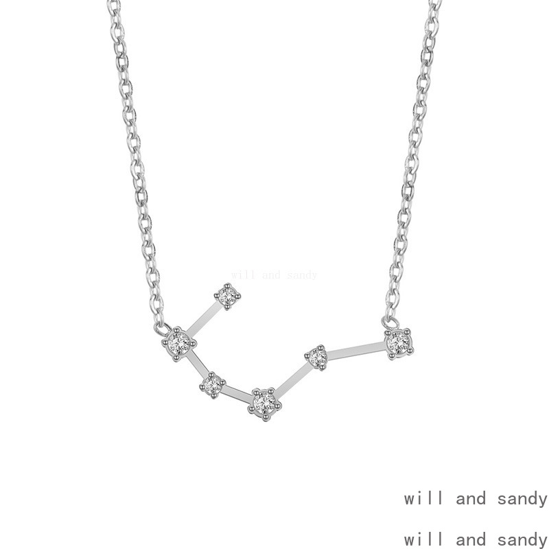 18k Gold Zodiac Sign Necklace Stainless Steel Cubic Zircon Diamond Astrology Personalized Horoscope Necklaces for Woman Fine Jewelry Gift