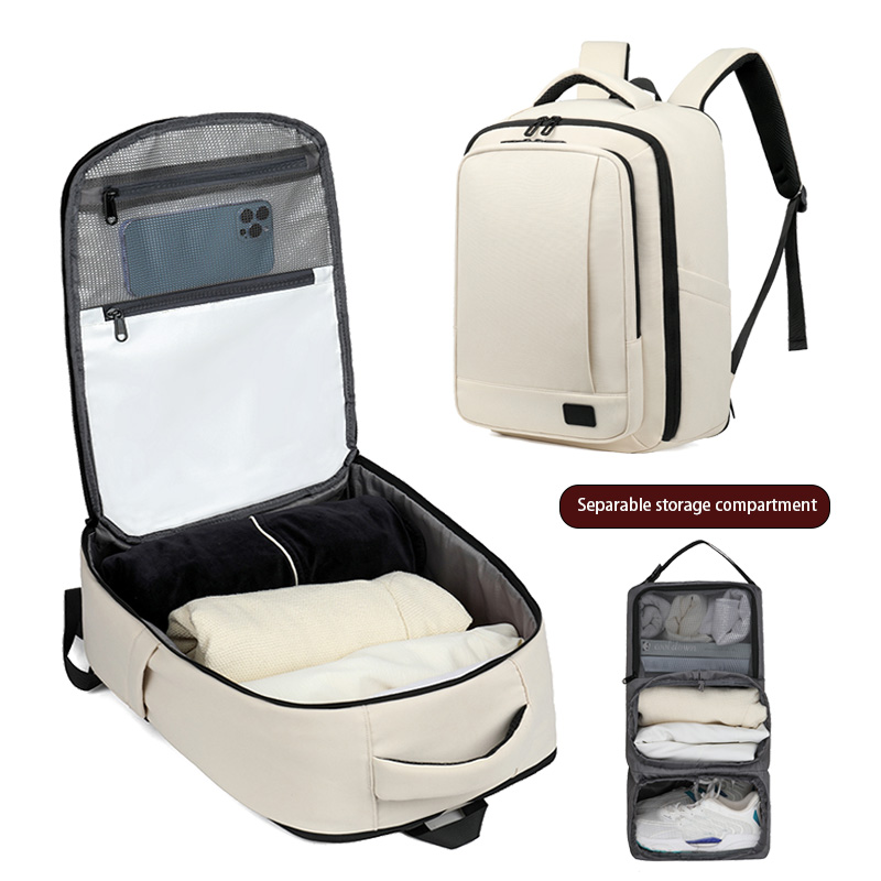 Multi-functional backpack with detachable storage compartments. Practical backpack for travel and commuting.
