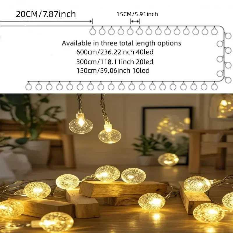 Crystal Ball String Lights USB/Battery Power Romantic Bubble Ball Light String for Indoor Garden Party Christmas Festival Decoration XJ250710