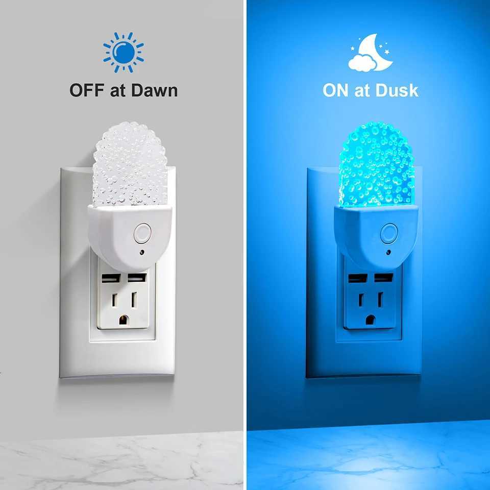 RGB Plug-in Night Light Color Changing Dusk to Sensor Wireless LED Nightlight for Kids Living Room Bedside Lamp G250711