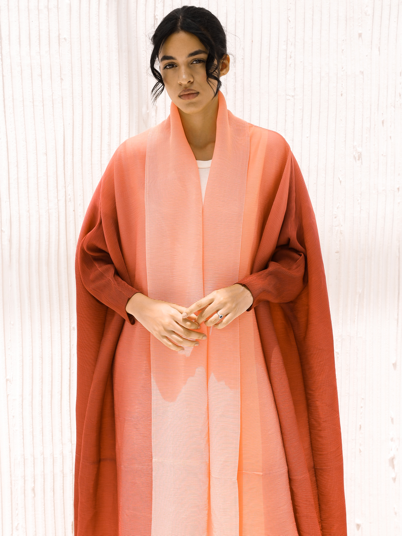 Women's Outerwear & Coats Middle Eastern gradient printed pleated robe Coats