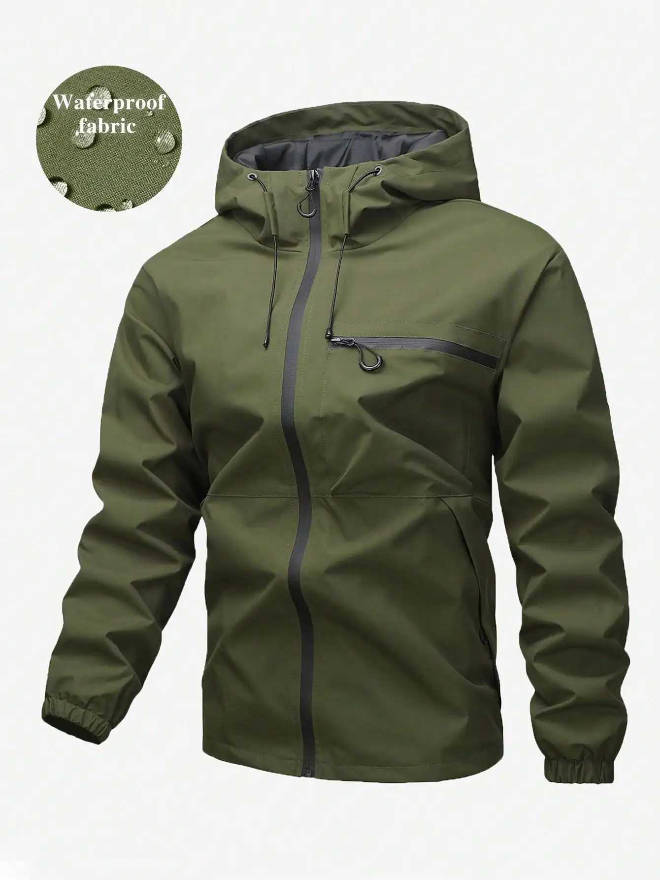 Mens Hooded Drawstring Soft Shell Wind Water Resistant Jacket Outdoor Hiking Windproof Jacket Climbing New Outdoor Jackets W250711